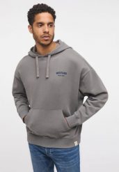 MĘSKA BLUZA Z KAPTUREM MUSTANG LOGO Bennet Back Print Charcoal Gray 1014166 4063. Szare bluzy z kapturem męskie Mustang, m. Za 149.99 zł.