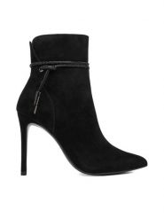 Eva Minge Botki EO-EVA-H1092-1 Czarny. Czarne botki damskie Eva Minge, ze skóry, bez obcasa, na szpilce, bez zapięcia. Za 449.99 zł.