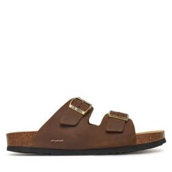 Klapki Josef Seibel. Brązowe klapki damskie Josef Seibel, bez wzorów, bez obcasa. Za 269.99 zł.