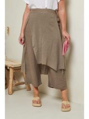 Curvy Lady Lniane spodnie w kolorze szarobrązowym rozmiar: 44/46. Brązowe spodnie materiałowe damskie Curvy Lady, bez wzorów, ze lnu, klasyczne, z podwyższonym stanem. Za 169.95 zł.