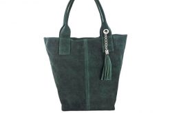 Shopper bag skórzany BARBERINI'S c. zielony 375/8-42. Zielone shopper bag damskie Barberinis, bez wzorów, ze skóry, zamszowe, bez dodatków. Za 199.99 zł.