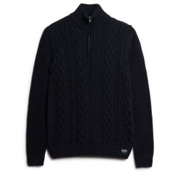 Sweter z dzianiny zapinany do połowy Superdry Jacob Cable. Niebieskie kardigany męskie Superdry., m, bez wzorów, z dzianiny, bez kołnierzyka. W wyprzedaży za 294.55 zł.