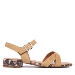 Sandały Tamaris. Brązowe sandały damskie Tamaris, bez wzorów, bez obcasa, na słupku. Za 299.99 zł.
