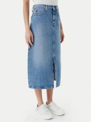 Tommy Hilfiger Spódnica jeansowa WW0WW45501 Niebieski Regular Fit. Niebieskie spódniczki damskie Tommy Hilfiger, bez wzorów, z bawełny. Za 309.99 zł.