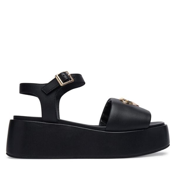 Sandały LOVE MOSCHINO. Czarne sandały damskie Love Moschino, bez wzorów, bez obcasa, na koturnie. Za 743.99 zł.