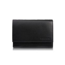 Portfel damski skórzany czarny portmonetka RFID Brodrene G-25MN/BL. Czarne portfele damskie bez wzorów, ze skóry. Za 60.79 zł.