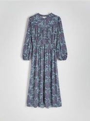Wiskozowa sukienka maxi - wielobarwny. Sukienki damskie Reserved, l, bez wzorów, z wiskozy, bez kołnierzyka, bez ramiączek, maxi, rozkloszowane. W wyprzedaży za 99.99 zł.