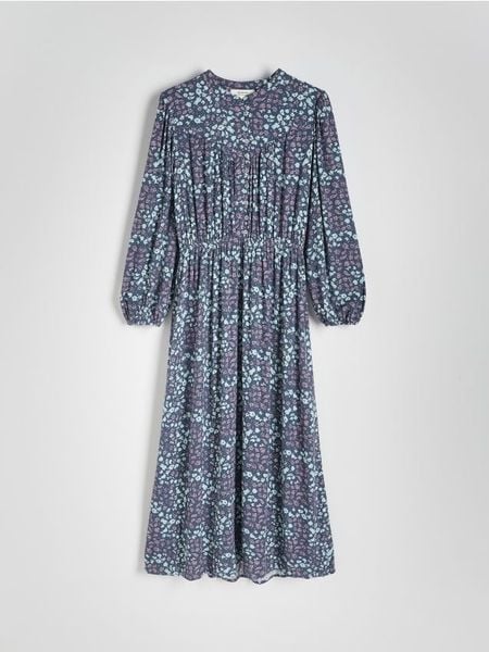 Wiskozowa sukienka maxi - wielobarwny. Sukienki damskie Reserved, l, bez wzorów, z wiskozy, bez kołnierzyka, bez ramiączek, maxi, rozkloszowane. W wyprzedaży za 99.99 zł.