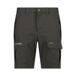 Spodenki cargo CMP. Zielone szorty męskie CMP, z tkaniny, bez kołnierzyka. Za 217.00 zł.
