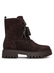 Guess Trapery FLFFIZ SUE10 Beżowy ciemny. Brązowe trapery damskie Guess, ze skóry, bez obcasa. Za 674.99 zł.