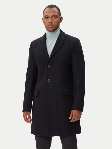 HUGO Płaszcz wełniany Migor2541 50546528 Czarny Slim Fit. Czarne płaszcze męskie Hugo, na zimę, m, bez wzorów, z wełny. Za 1,309.00 zł.