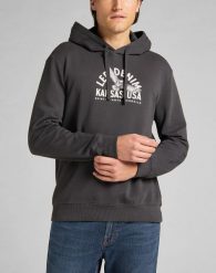 LEE GRAPHIC HOODIE MĘSKA BLUZA Z KAPTUREM LOGO WASHED BLACK L82BSPON 112140905. Czarne bluzy z kapturem męskie Lee, l. Za 189.99 zł.