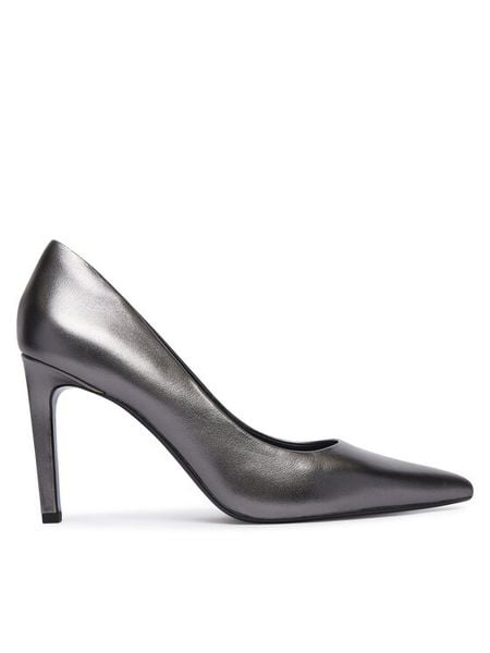 Calvin Klein Szpilki Ess Stiletto 90 Met Lth HW0HW03436 Szary ciemny. Szare szpilki CALVIN KLEIN, bez wzorów, ze skóry, bez obcasa. Za 649.99 zł.