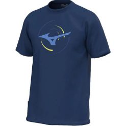 Koszulka Mizuno Athletic RB. Niebieskie t-shirty sportowe męskie Mizuno, l, z materiału, bez ramiączek, do biegania. Za 165.50 zł.