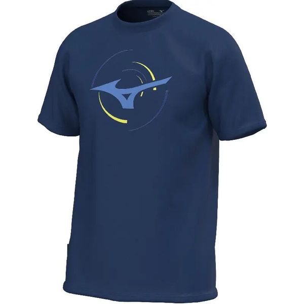 Koszulka Mizuno Athletic RB. Niebieskie t-shirty sportowe męskie Mizuno, l, z materiału, bez ramiączek, do biegania. Za 165.50 zł.