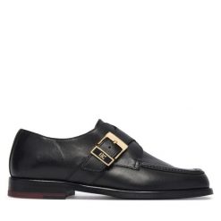 Półbuty Tommy Hilfiger. Czarne półbuty damskie Tommy Hilfiger, bez wzorów, bez obcasa, na płaskiej podeszwie. Za 649.99 zł.