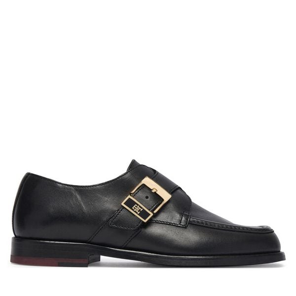 Półbuty Tommy Hilfiger. Czarne półbuty damskie Tommy Hilfiger, bez wzorów, bez obcasa, na płaskiej podeszwie. Za 649.99 zł.