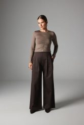 SPODNIE DAKOTA CZEKOLADOWE S - Flawless. Brązowe spodnie materiałowe damskie Flawless, bez wzorów, z bawełny, eleganckie, z podwyższonym stanem. Za 474.00 zł.