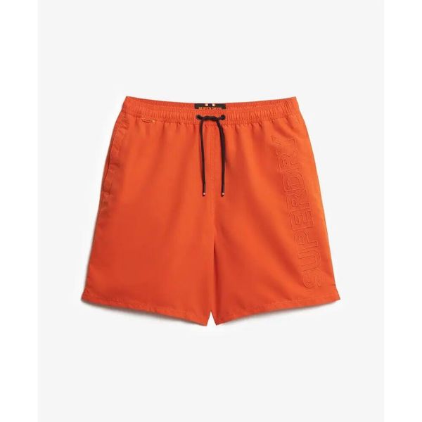 Wysokiej jakości kąpielówki z haftem Superdry. Niebieskie kąpielówki męskie Superdry., xl, bez wzorów, z gumy. Za 264.35 zł.