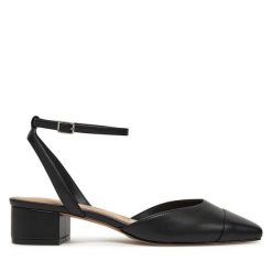 Sandały Aldo. Czarne sandały damskie Aldo, bez wzorów, bez obcasa, na słupku. Za 189.99 zł.