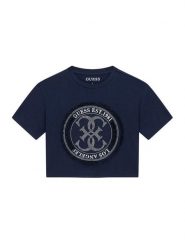 Guess T-Shirt J6GI07 K6YW4 Granatowy Relaxed Fit. Niebieskie koszulki dziewczęce Guess, z aplikacjami, z bawełny, bez ramiączek. Za 119.99 zł.