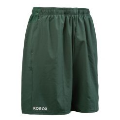 Spodenki do hokeja na trawie męskie Korok FH500. Zielone szorty męskie KOROK, bez wzorów, z elastanu, sportowe. W wyprzedaży za 59.99 zł.