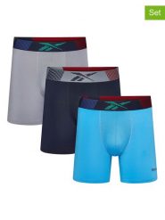 Reebok Bokserki (3 pary) "Bristow" w kolorze granatowo-szaro-błękitnym rozmiar: L. Niebieskie bokserki męskie Reebok, bez wzorów. Za 56.99 zł.