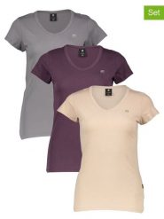 G-Star Koszulki (3 szt.) w kolorze fioletowo-szaro-beżowym rozmiar: XL. Brązowe t-shirty damskie G-Star, xl, bez wzorów, z bawełny, bez kołnierzyka. Za 171.28 zł.