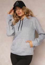 Jasnoszara Bluza z Kapturem i Kieszenią i Polarowym Wykończeniem Dafenna. Szare bluzy z kapturem damskie Renee, xl, z polaru. Za 69.99 zł.