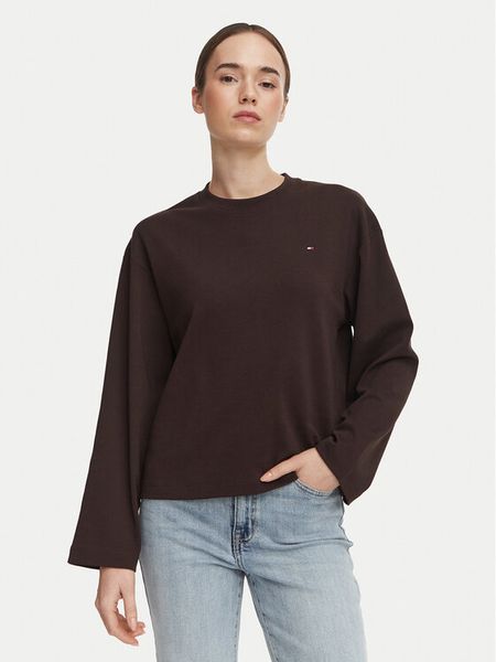 Tommy Hilfiger Bluzka WW0WW51740 Brązowy Relaxed Fit. Brązowe bluzki damskie Tommy Hilfiger, s, bez wzorów, z bawełny, bez ramiączek. Za 289.99 zł.