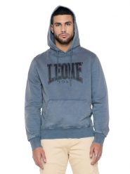 Bluza z bawełna z kaptur na co dzień na siłownię. Szare bluzy sportowe męskie LEONE 1947 APPAREL, bez wzorów, z bawełny, bez kołnierzyka, bez ramiączek. Za 412.58 zł.