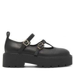 Półbuty Badura. Czarne półbuty damskie Badura, bez wzorów, bez obcasa, na płaskiej podeszwie. Za 359.99 zł.