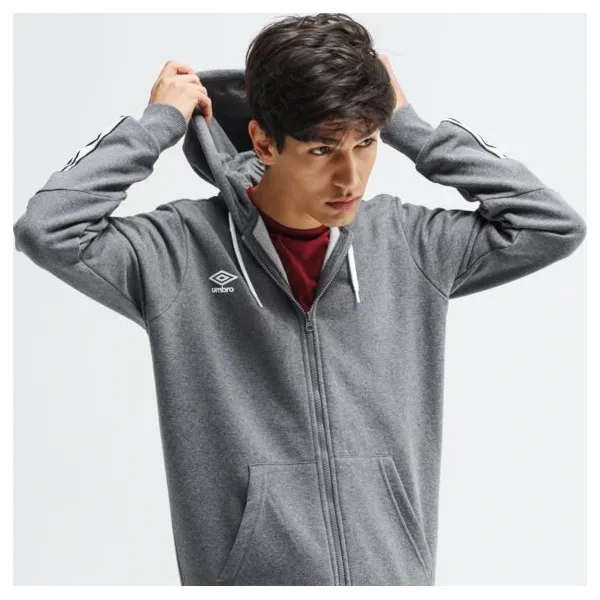 Umbro Bluza Fz Fleece With Cuff Taping , szary, rozmiar L. Szare bluzy z kapturem męskie Umbro, l, z bawełny. W wyprzedaży za 103.99 zł.