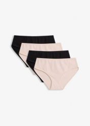 Figi maxi panty z miękkiej bawełny (4 pary). Czarne figi damskie bonprix, bez wzorów, z bawełny. Za 72.99 zł.