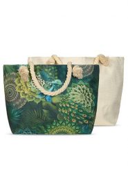 Hip Torba plażowa "Agatha" w kolorze zielono-miętowym - 60 x 43 cm rozmiar: 43x60 cm. Zielone torebki klasyczne damskie Hip, bez wzorów, ze lnu, bez dodatków. Za 39.99 zł.