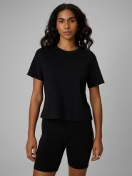 4F T-shirt regular gładki damski - czarny XXL. Czarne t-shirty damskie 4f, uniwersalny, bez wzorów, z bawełny, bez kołnierzyka. Za 69.99 zł.