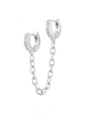 Elli Damski Creole Duo Trend z kryształami w 925 sterling silver Kolczyki koła 1 ct. Szare kolczyki damskie Elli, z kryształem, srebrne. Za 293.99 zł.
