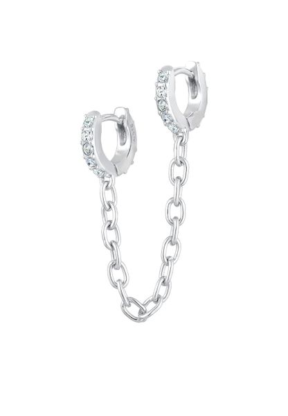 Elli Damski Creole Duo Trend z kryształami w 925 sterling silver Kolczyki koła 1 ct. Szare kolczyki damskie Elli, z kryształem, srebrne. Za 293.99 zł.