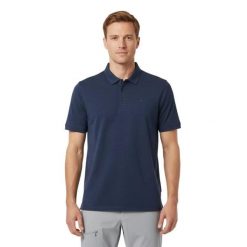Koszulka polo Rigi Merino. Niebieskie koszulki polo męskie FJORK MERINO, m, bez wzorów, z wełny, bez ramiączek. Za 559.00 zł.