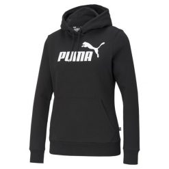 Damska bluza z kapturem z logo Essentials PUMA Black. Czarne bluzy z kapturem damskie Puma, na zimę, xs. Za 160.90 zł.