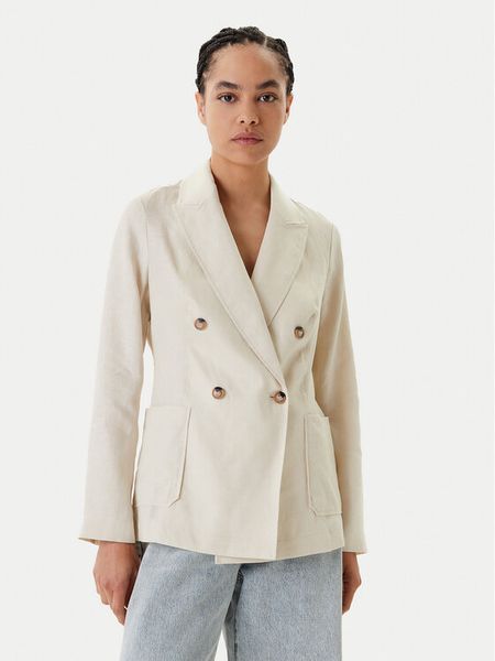 United Colors Of Benetton Marynarka 2AGHDW03E Beżowy Regular Fit. Brązowe marynarki i żakiety damskie United Colors Of Benetton, bez wzorów, ze lnu. Za 319.99 zł.