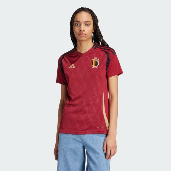 Koszulka Belgium 24 Home. Brązowe bluzki damskie Adidas, xs, bez wzorów, z materiału, eleganckie, bez kołnierzyka, bez ramiączek. W wyprzedaży za 269.40 zł.