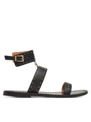 TWINSET Sandały 251GCJ04C Czarny. Czarne sandały damskie Twinset, bez wzorów, ze skóry, bez obcasa, na płaskiej podeszwie. Za 359.99 zł.