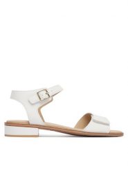 Caprice Sandały 9-28202-44 Biały. Białe sandały damskie Caprice, bez wzorów, ze skóry, bez obcasa, na słupku. Za 235.99 zł.