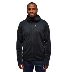HAGLOFS Bluza męska Lark Mid Hood Men true black-M. Czarne bluzy z kapturem męskie Haglöfs, m, z materiału. Za 294.94 zł.