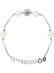 Pearline Srebrna bransoletka z perłami i kryształami rozmiar: onesize. Białe bransoletki damskie Pearline, srebrne. Za 217.99 zł.