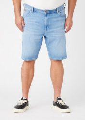 WRANGLER TEXAS SHORTS MĘSKIE SZORTY BLUE CHAMP W11CYI29K 112145756. Niebieskie szorty męskie Wrangler, z jeansu, bez kołnierzyka. Za 139.99 zł.