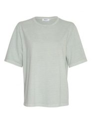MOSS COPENHAGEN Koszulka "Jo Tammy" w kolorze jasnozielonym rozmiar: XS/S. Zielone bluzki damskie MOSS COPENHAGEN, s, bez wzorów, z bawełny, bez kołnierzyka, bez ramiączek. Za 83.42 zł.