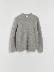 Sweter z wełny i alpaki - ciemnoszary. Szare swetry męskie Reserved, l, bez wzorów, z dzianiny, bez kołnierzyka. Za 299.99 zł.