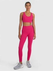 4F Legginsy treningowe szybkoschnące damskie - różowe L. Czerwone legginsy damskie 4f, l, bez wzorów, z dzianiny. Za 149.99 zł.